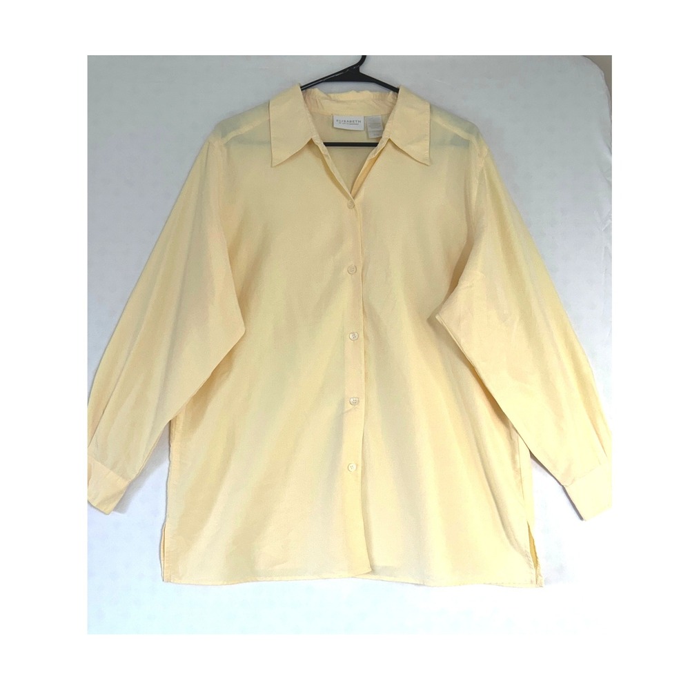 Elisabeth Liz Claiborne Womens Pastel Yellow Button Front Blouse Size 1 L/S